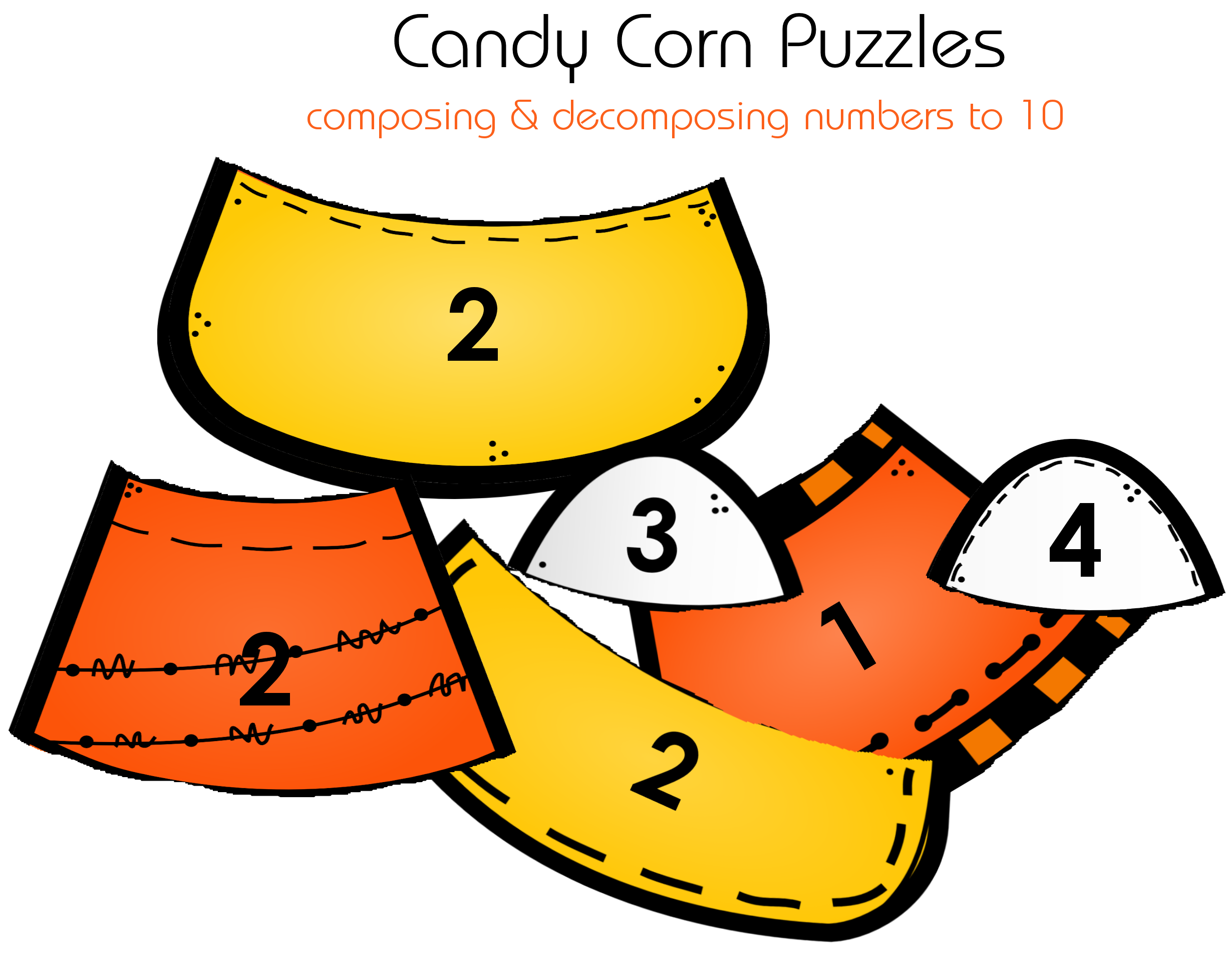 Every Day is the Weekend! l Candy Corn Puzzles: composing and decomposing numbers to 10